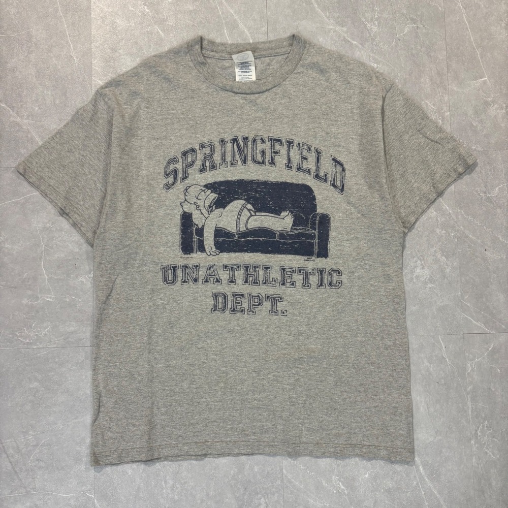 Vintage 2002 The Simpsons Homer Springfield Unathletic Dept T-Shirt Gray Large